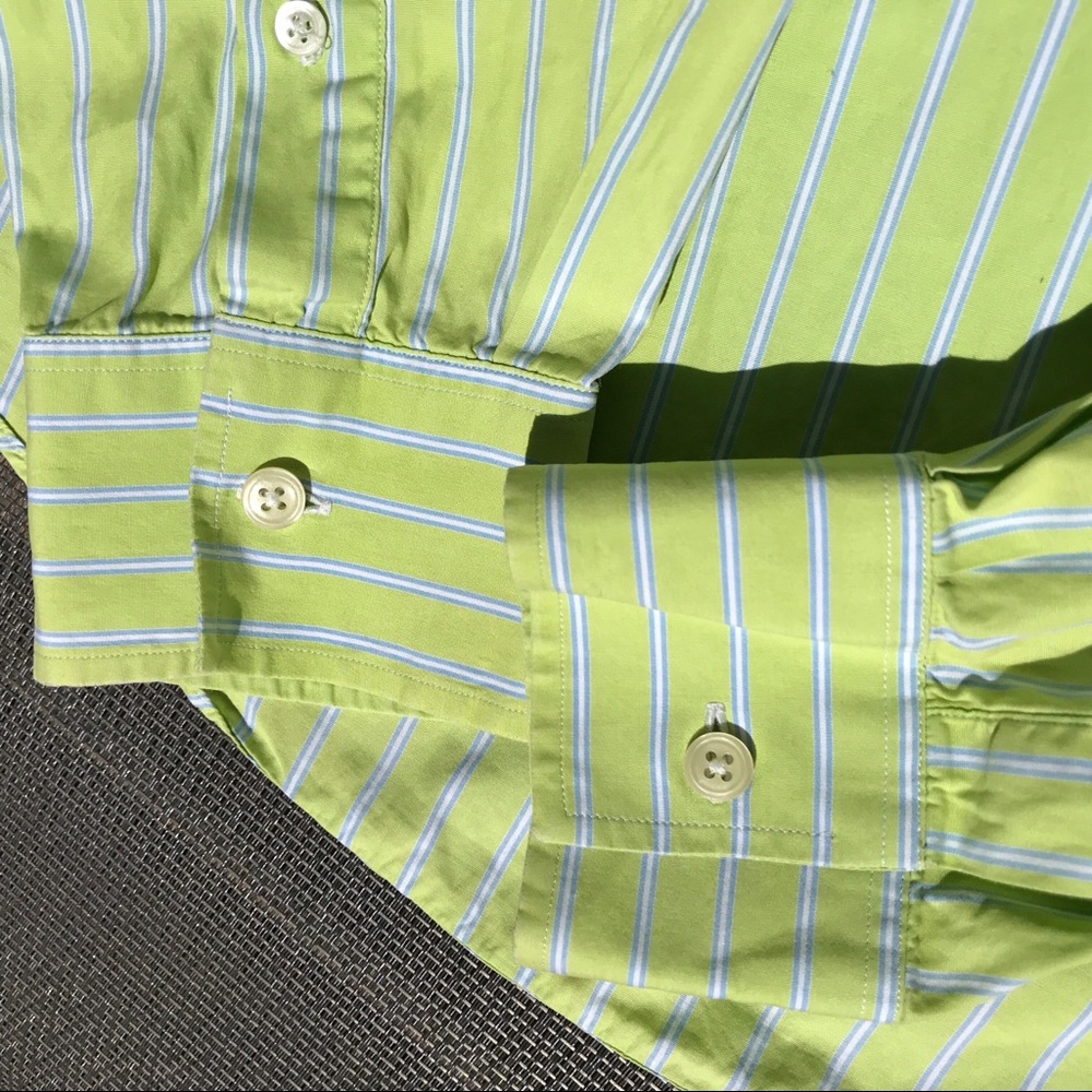 Authentic Burberry Green Striped Button-Down Shirt - image 8